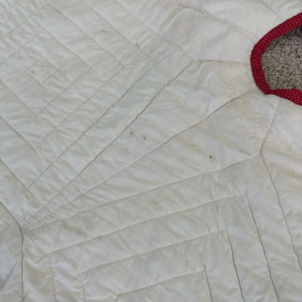 Vintage Handmade Quilted Tree Skirt Star Patchwork 41